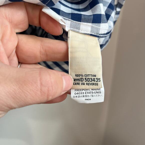 L.L.Bean Wrinkle Free Oxford Shirt 2X Plus Navy Plaid Long Sleeve Cotton - Picture 7 of 8